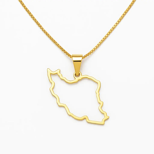 Iran Map Pendant handmade gold jewelry - Mivor Paris