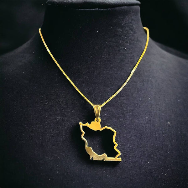 Iran Map Pendant handmade gold jewelry - Mivor Paris