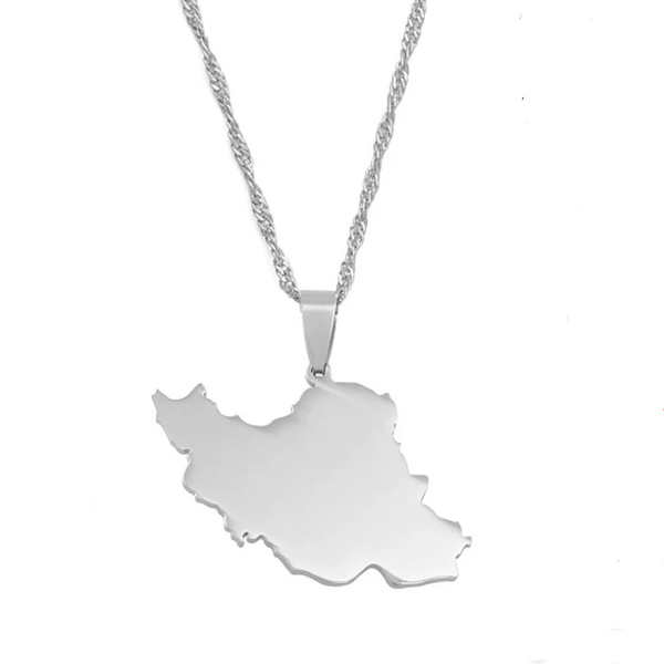 Iran Map Pendant handmade gold jewelry - Mivor Paris