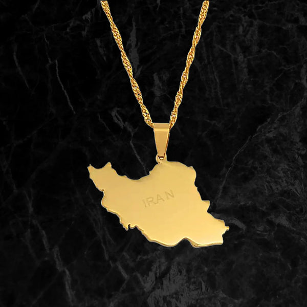 Iran Map Pendant handmade gold jewelry - Mivor Paris