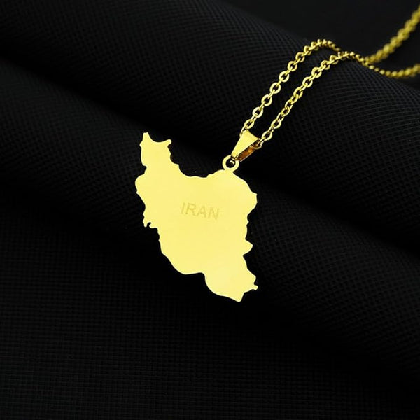 Iran Map Pendant handmade gold jewelry - Mivor Paris