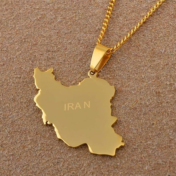 Iran Map Pendant handmade gold jewelry - Mivor Paris