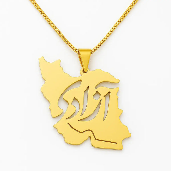 Iran Map Pendant handmade gold jewelry - Mivor Paris