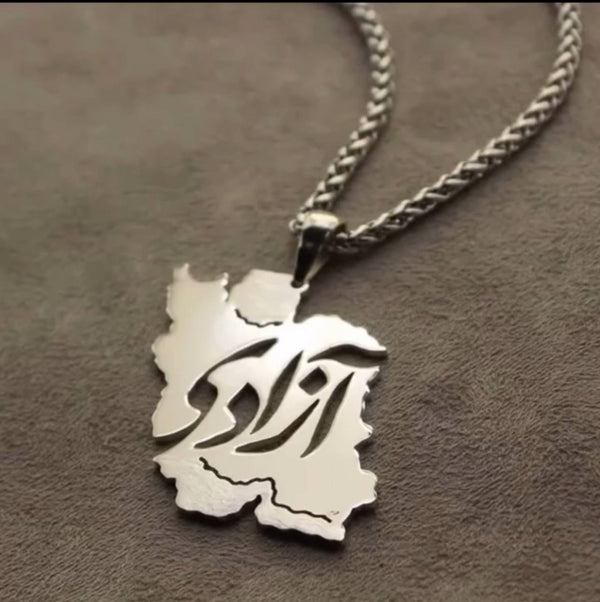 Iran Map Pendant handmade gold jewelry - Mivor Paris