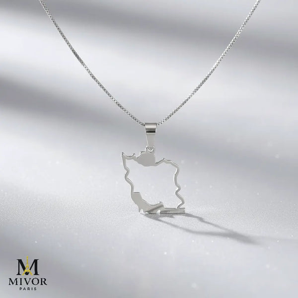 Iran Map Pendant handmade gold jewelry - Mivor Paris
