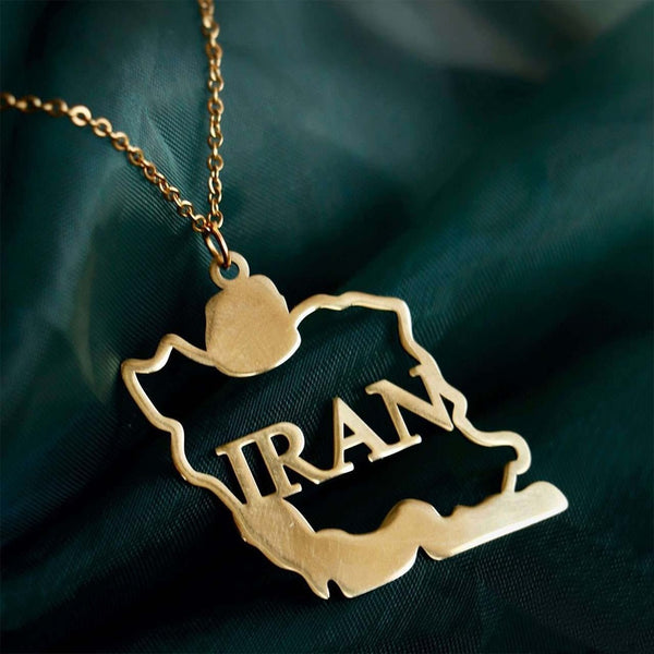 Iran Map Pendant handmade gold jewelry - Mivor Paris