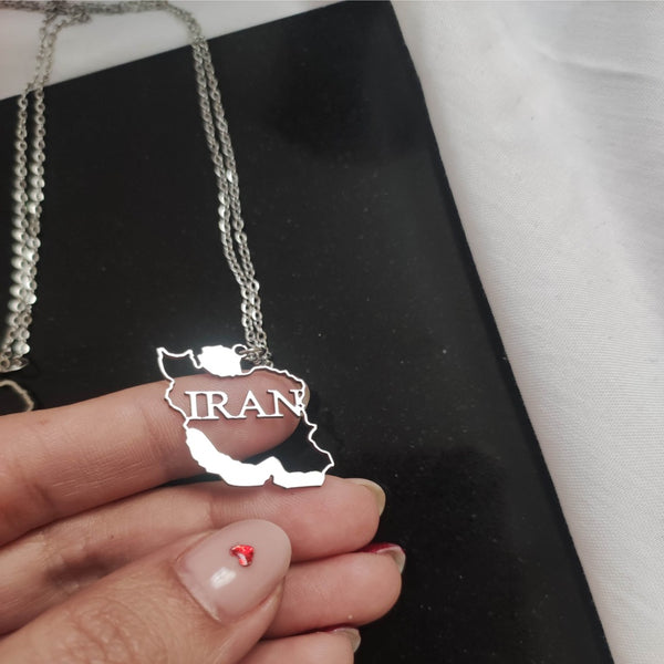 Iran Map Pendant handmade gold jewelry - Mivor Paris