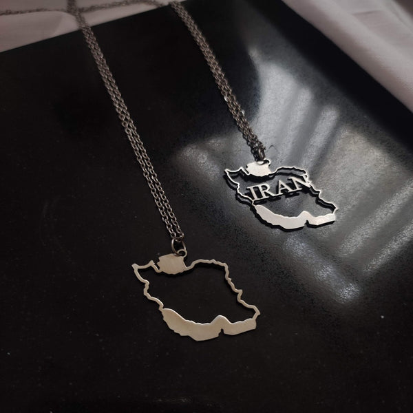 Iran Map Pendant handmade gold jewelry - Mivor Paris