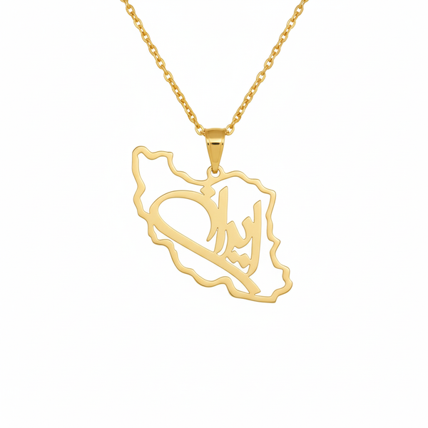 Iran Map Pendant handmade gold jewelry - Mivor Paris