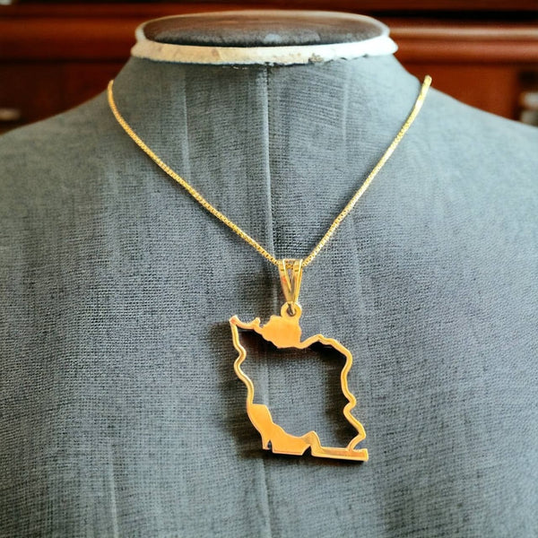Iran Map Pendant handmade gold jewelry - Mivor Paris
