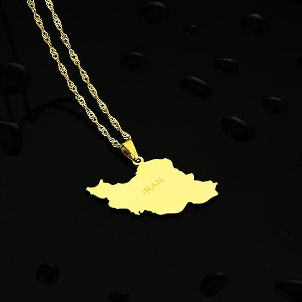 Iran Map Pendant handmade gold jewelry - Mivor Paris