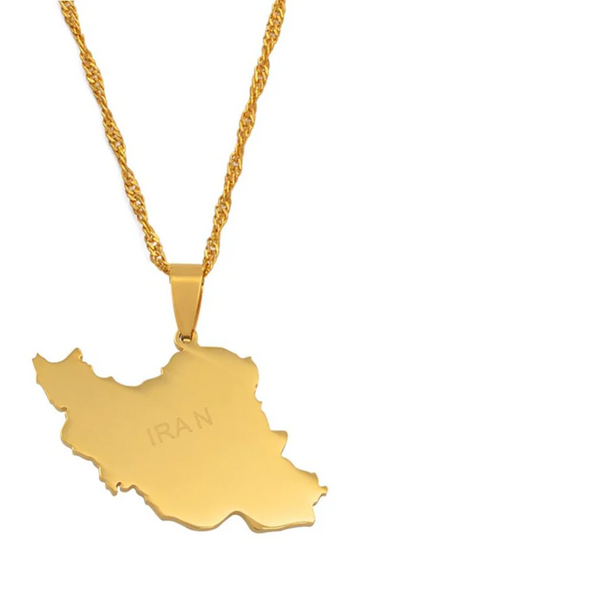Iran Map Pendant handmade gold jewelry - Mivor Paris