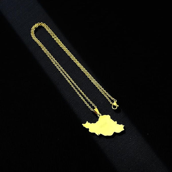 Iran Map Pendant handmade gold jewelry - Mivor Paris