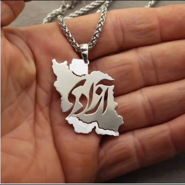 Iran Map Pendant handmade gold jewelry - Mivor Paris