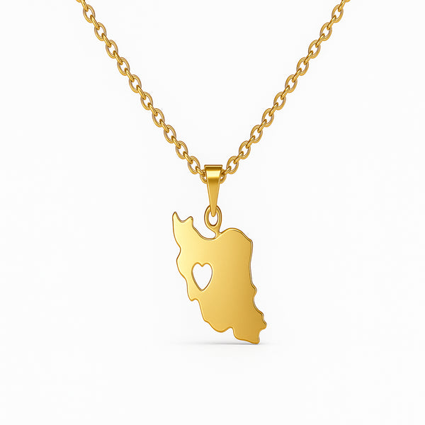Iran Map Pendant handmade gold jewelry - Mivor Paris
