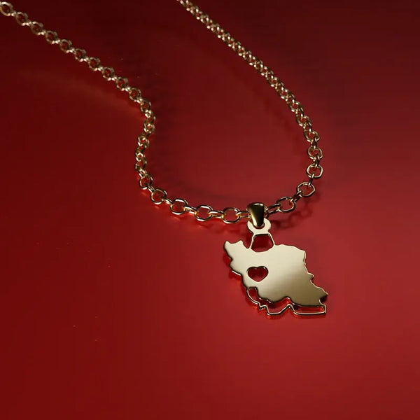 Iran Map Pendant handmade gold jewelry - Mivor Paris