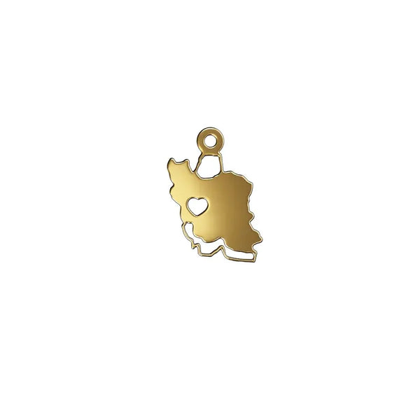 Iran Map Pendant handmade gold jewelry - Mivor Paris