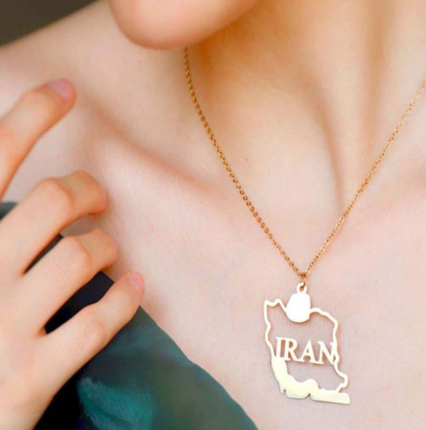Iran Map Pendant handmade gold jewelry - Mivor Paris
