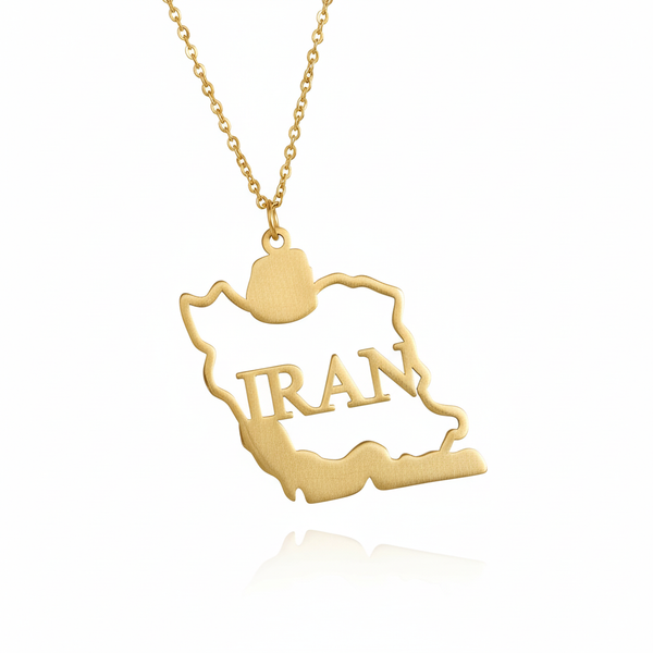 Iran Map Pendant handmade gold jewelry - Mivor Paris